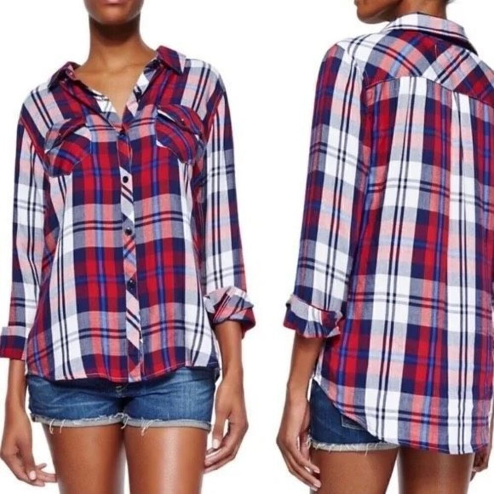 Rails "The Carmen" Red White Blue USA Patriotic Plaid Check Button Down Shirt S - Picture 7 of 7